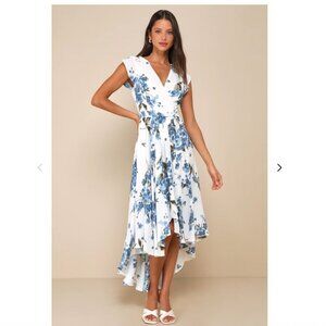 Lulu's French Countryside White Floral Print High-Low Dress